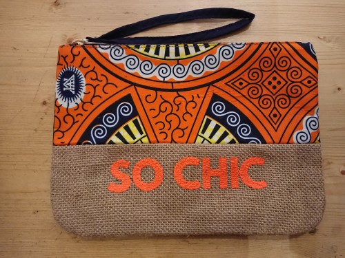 Pochette wax et toile de jute