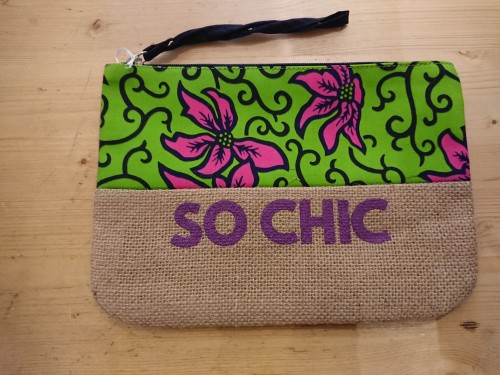 Pochette wax et toile de jute