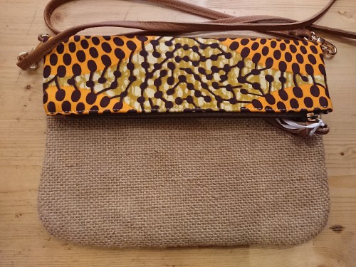 Pochette wax et toile de jute