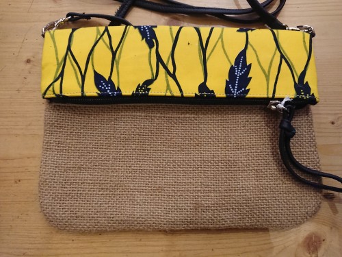 Pochette wax et toile de jute
