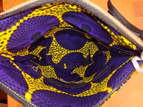 Pochette wax et toile de jute