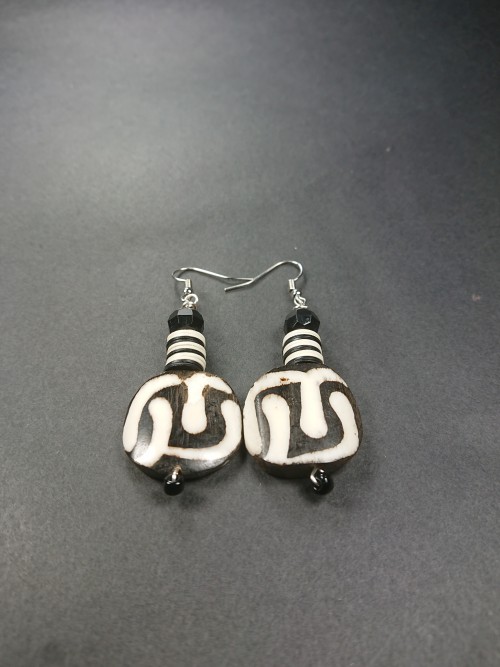 Boucles D'oreilles Pendantes En Bois Orange - Style Ethnique/afro, Neuf Avec étiquettes