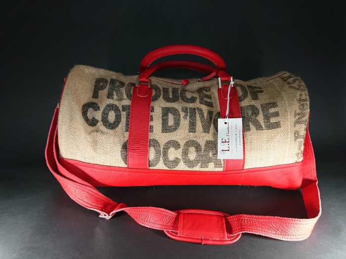 Sac de voyage en toile de jute et cuir