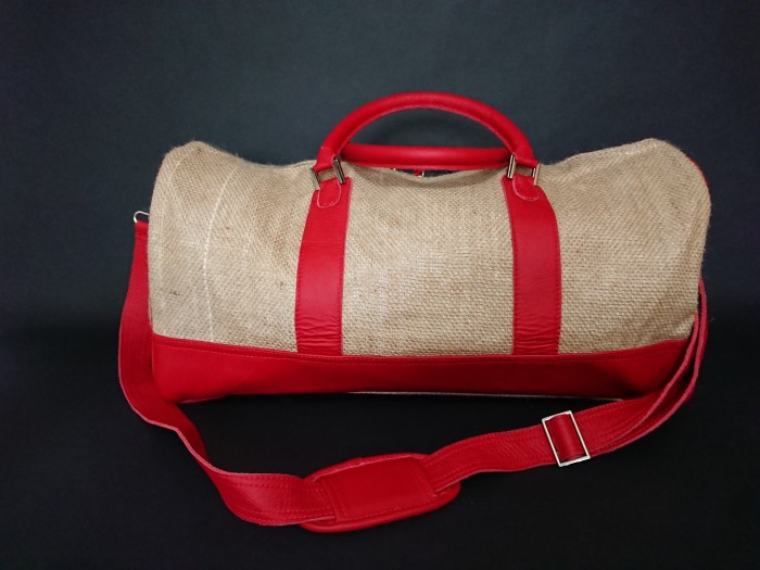 Sac de voyage en toile de jute et cuir