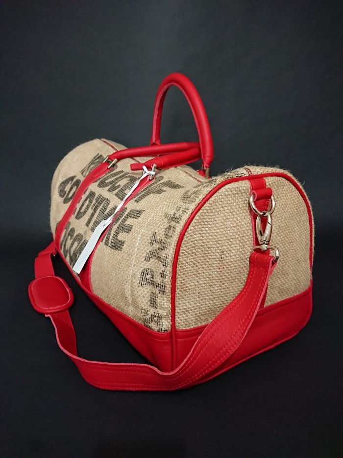 Sac de voyage en toile de jute et cuir