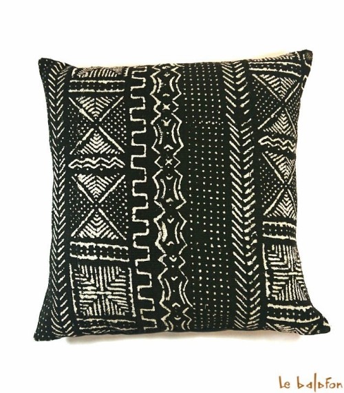 housse de coussin ethnique africain bogolan