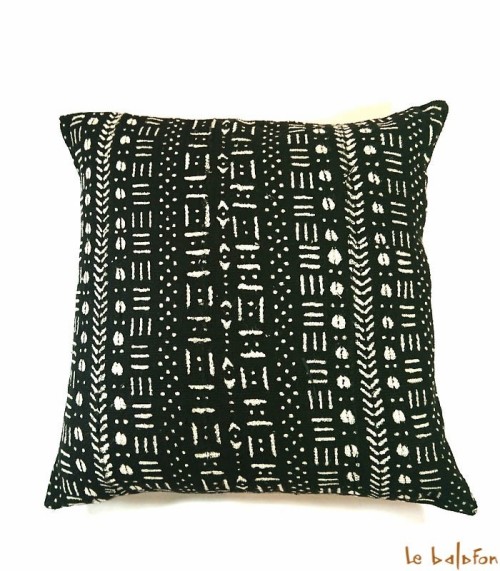 housse de coussin ethnique africain bogolan