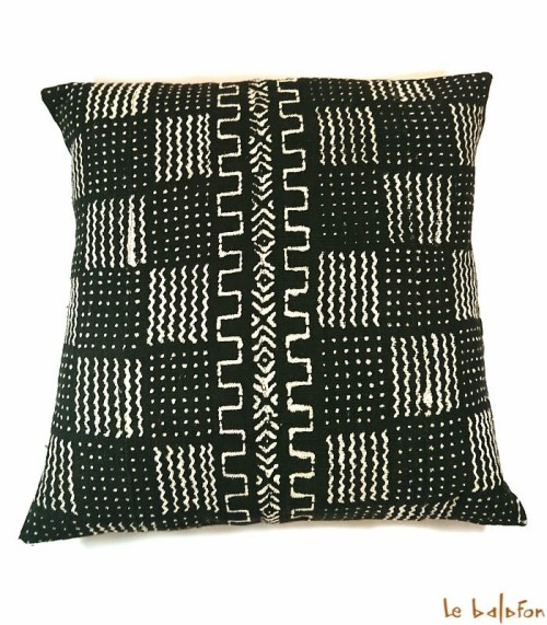 housse de coussin ethnique africain bogolan