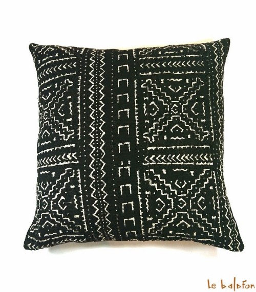 housse de coussin ethnique africain bogolan