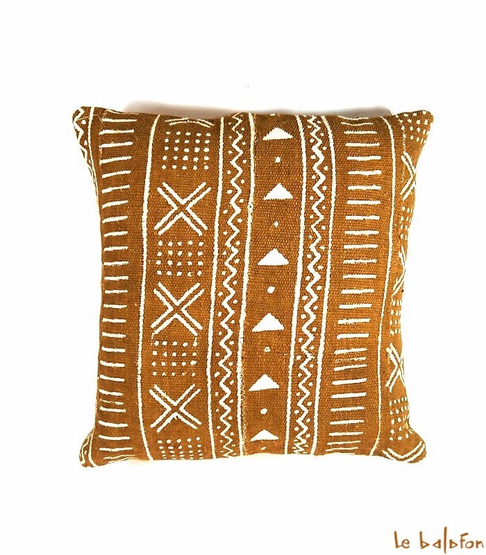 housse de coussin ethnique africain bogolan