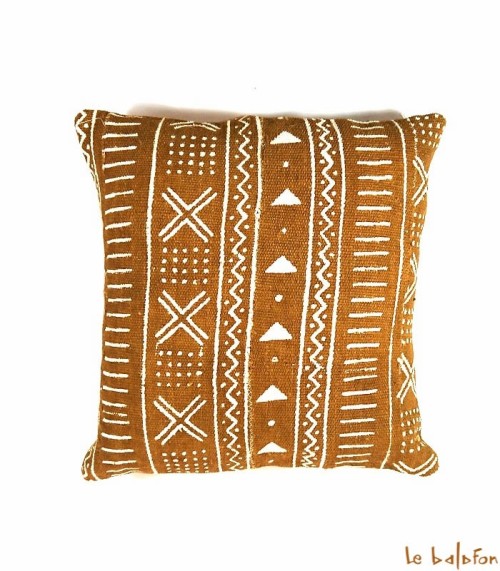 housse de coussin ethnique africain bogolan
