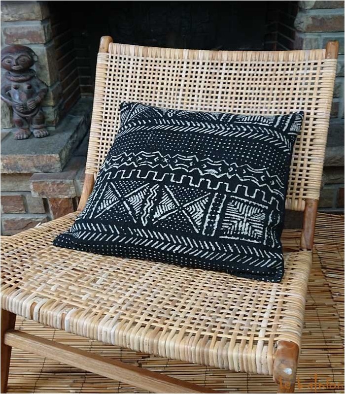 housse de coussin ethnique africain bogolan