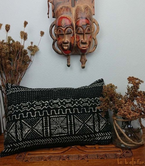housse de coussin ethnique africain bogolan