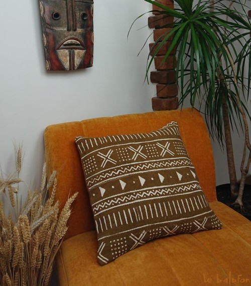 housse de coussin ethnique africain bogolan