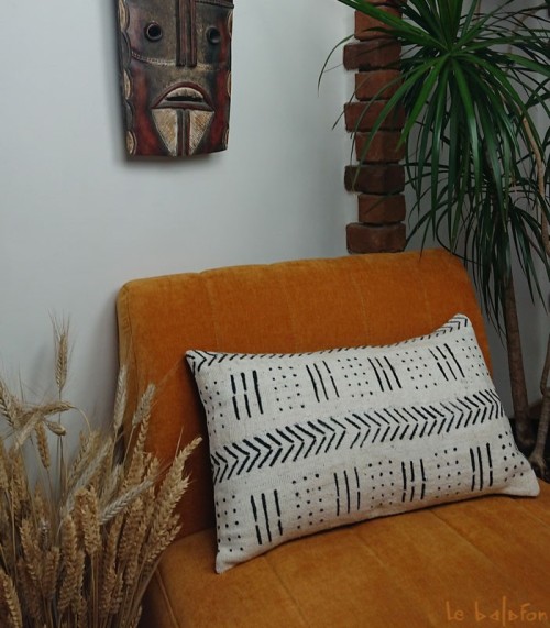 housse de coussin ethnique africain bogolan