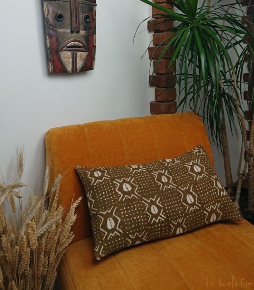 housse de coussin ethnique africain bogolan
