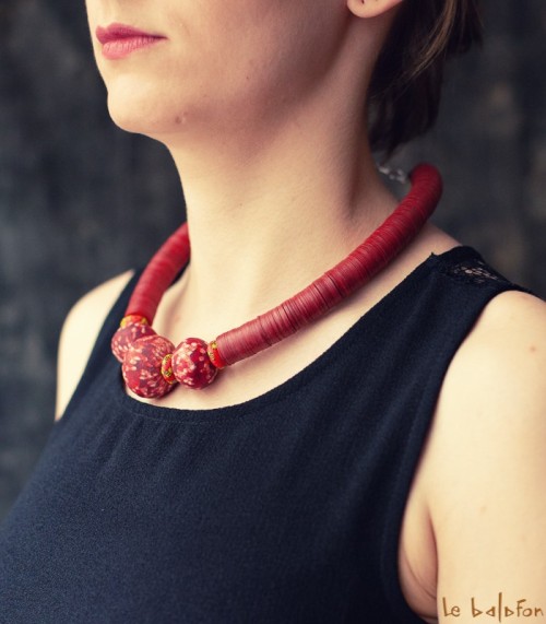 Collier ethnique africain koffi et pate de verre