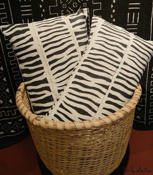 housse de coussin ethnique africain bogolan