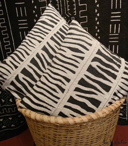housse de coussin ethnique africain bogolan