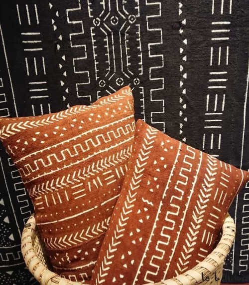 housse de coussin ethnique bogolan