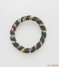 Bracelet jonc Massaï noir & multicolore