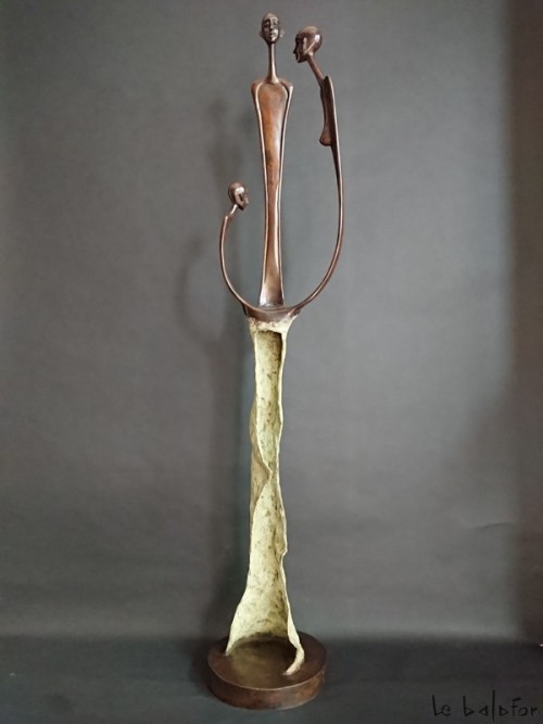 Sculpture bronze la femme et l'enfant
