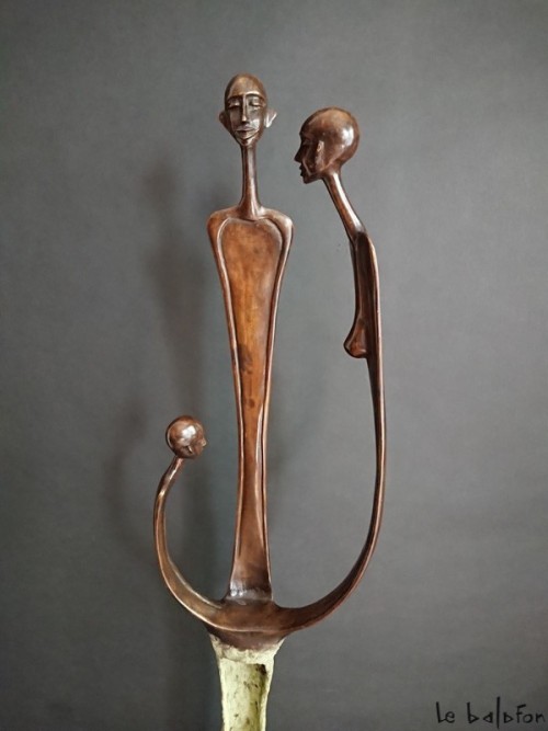 Sculpture bronze la femme et l'enfant