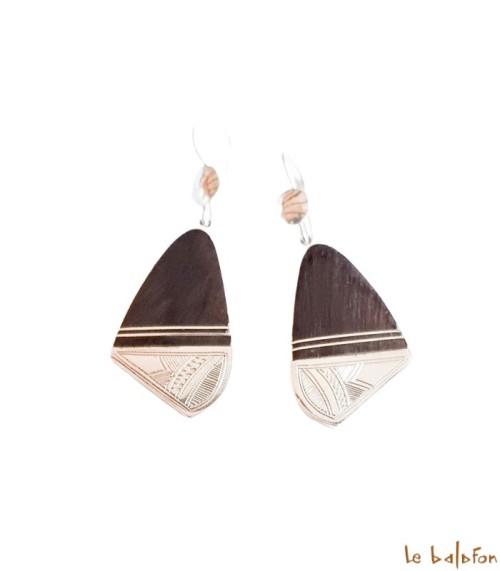 Boucles d’oreilles Ethniques Touareg en Argent et ébène