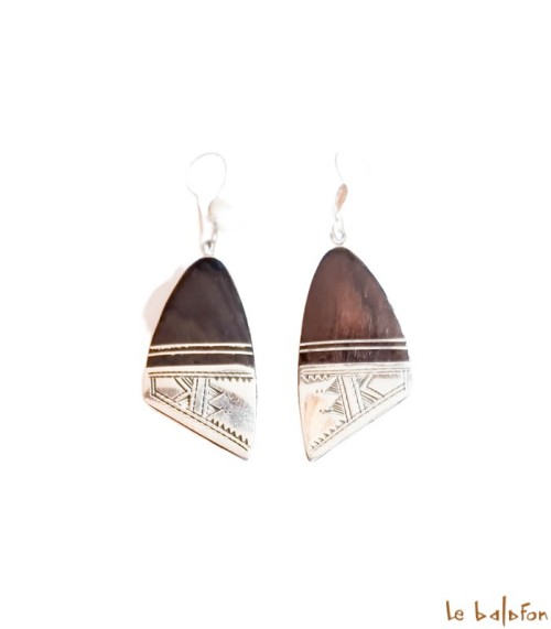 Boucles d’oreilles Ethniques Touareg en Argent et ébène