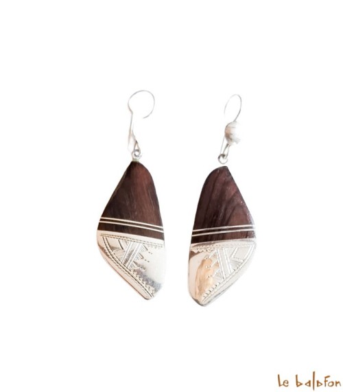 Boucles d’oreilles Ethniques Touareg en Argent et ébène