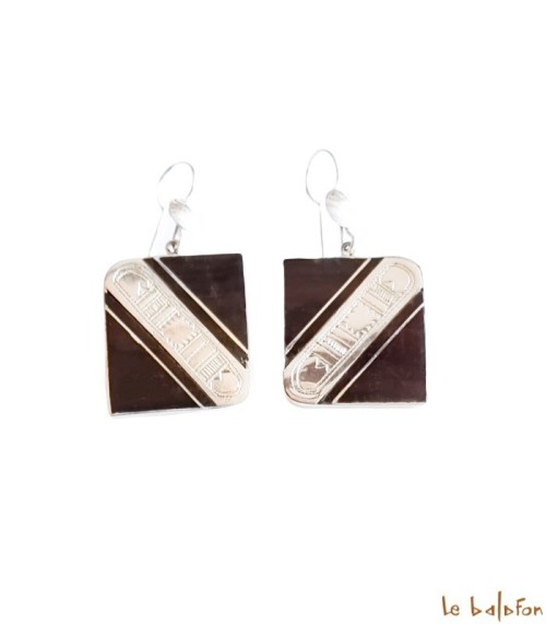 Boucles d’oreilles Ethniques Touareg en Argent et ébène