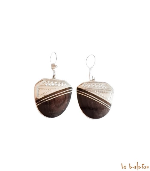 Boucles d’oreilles Ethniques Touareg en Argent et ébène
