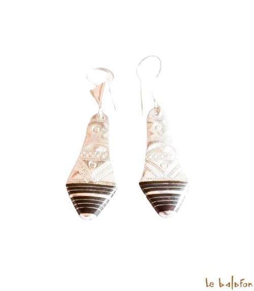 Boucles d’oreilles Ethniques Touareg en Argent et ébène