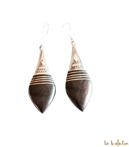 Boucles d’oreilles Ethniques Touareg en Argent et ébène