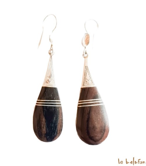 Boucles d’oreilles Ethniques Touareg en Argent et ébène