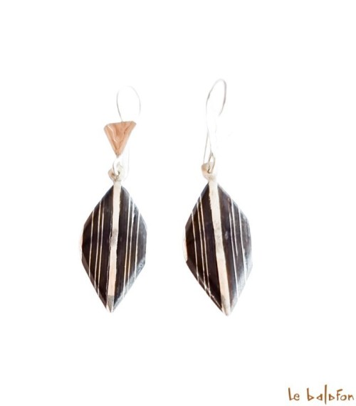 Boucles d’oreilles Ethniques Touareg en Argent et ébène