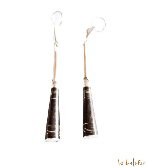 Boucles d’oreilles Ethniques Touareg en Argent et ébène