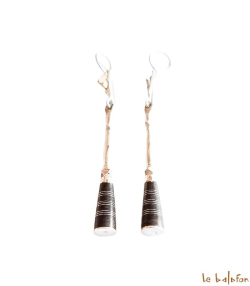 Boucles d’oreilles Ethniques Touareg en Argent et ébène