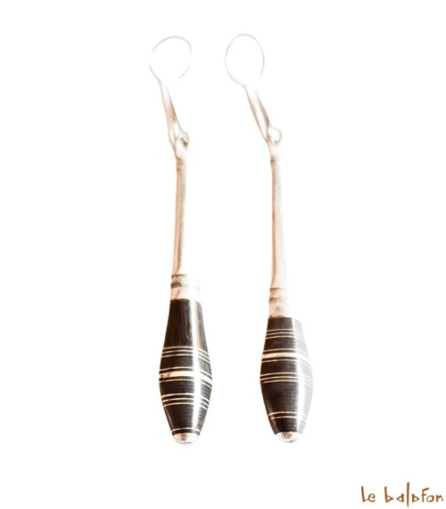 Boucles d’oreilles Ethniques Touareg en Argent et ébène
