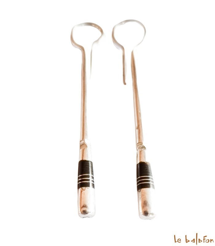 Boucles d’oreilles Ethniques Touareg en Argent et ébène