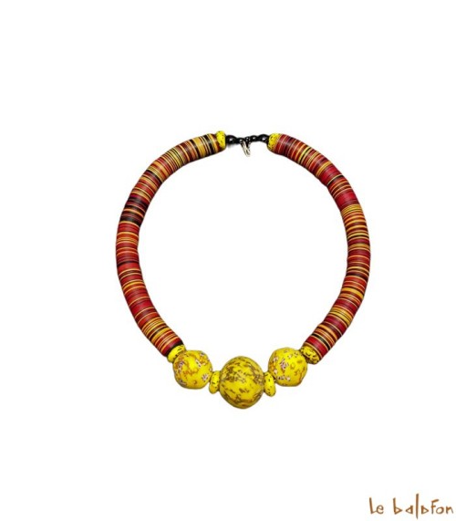 Collier ethnique africain koffi et pate de verre
