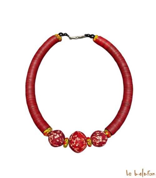 Collier ethnique africain koffi et pate de verre