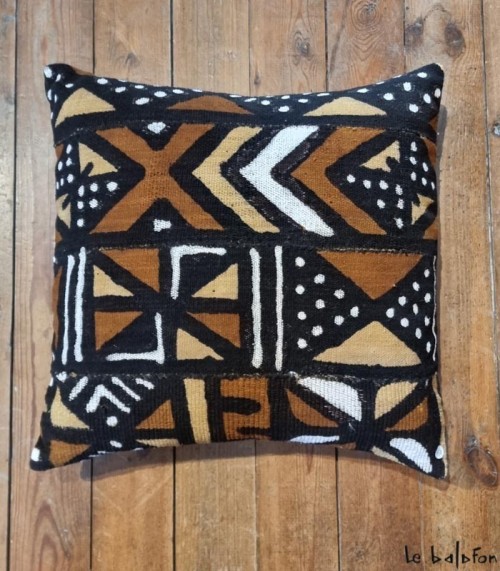 housse de coussin ethnique africain bogolan