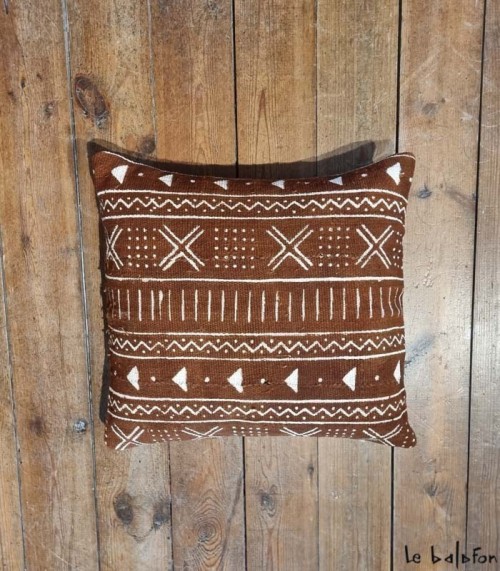 housse de coussin ethnique africain bogolan