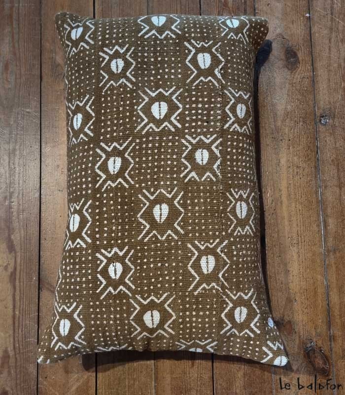 housse de coussin ethnique africain bogolan