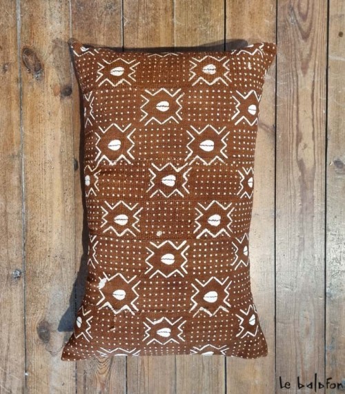 housse de coussin ethnique africain bogolan