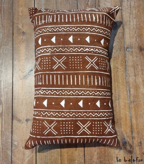 housse de coussin ethnique africain bogolan