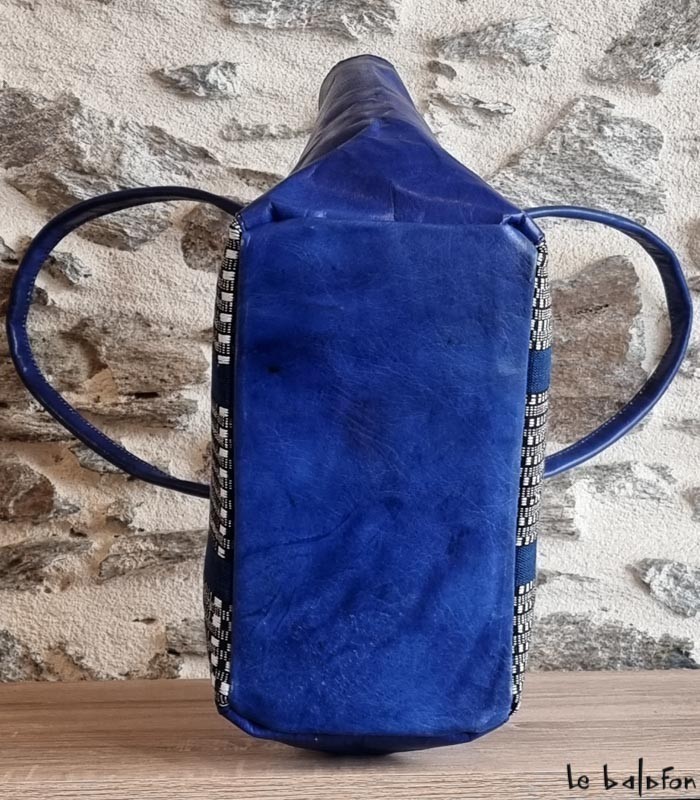 Sac ethnique en cuir et coton tissé