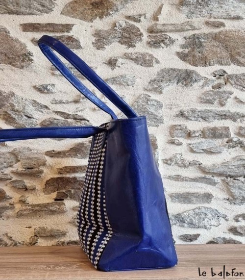 Sac ethnique en cuir et coton tissé