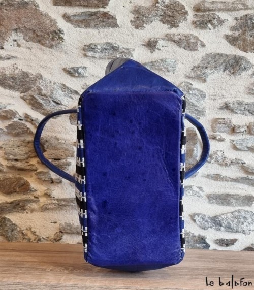 Sac ethnique en cuir et coton tissé